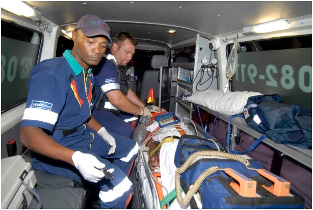Paramedics in ambulance