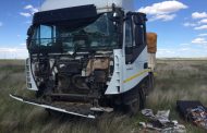 Lucky escape from serious injury for driver after truck tyre blow-out