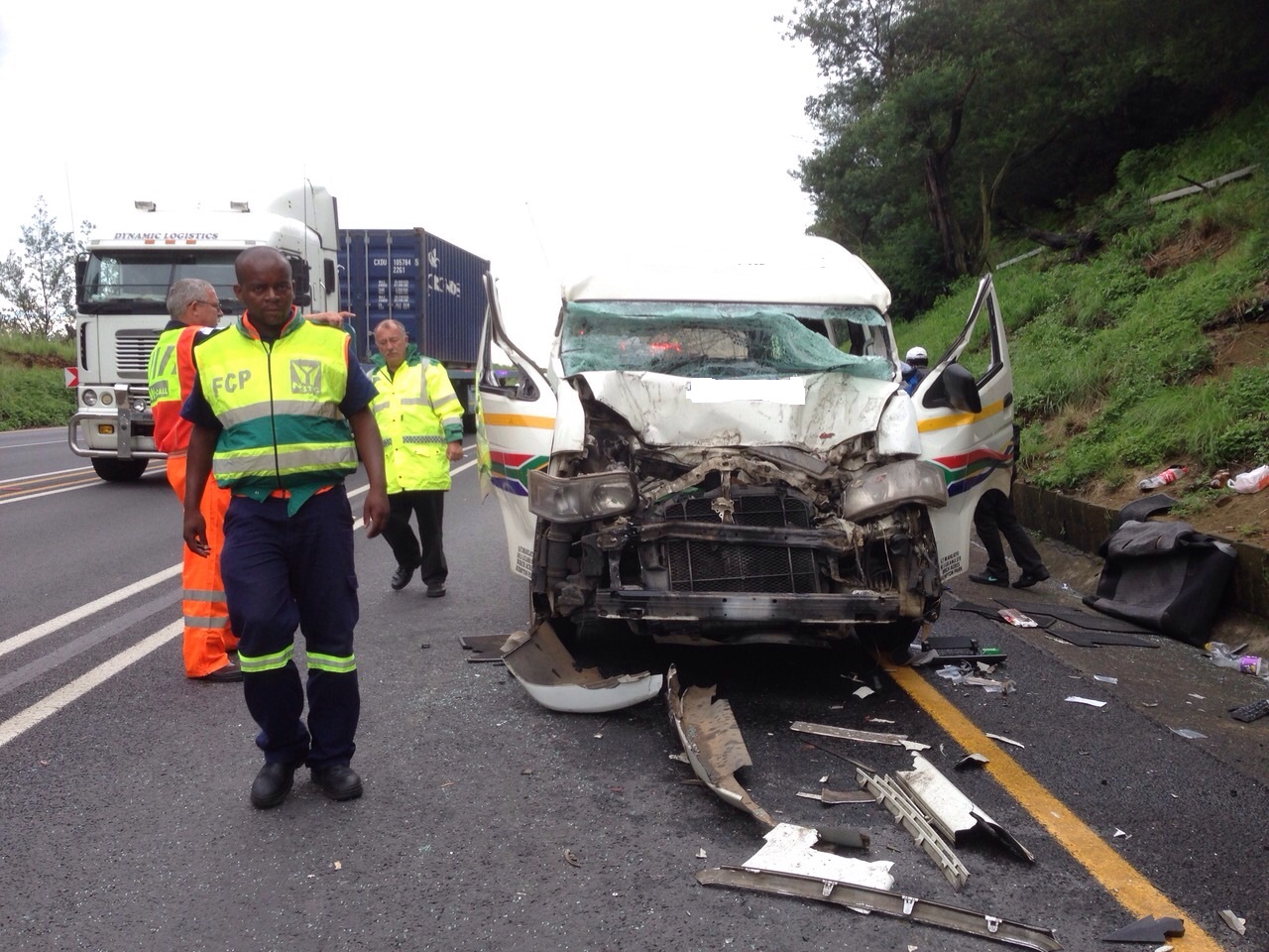 Van Reenen crash when minibus rear-ended truck leaves nine injured
