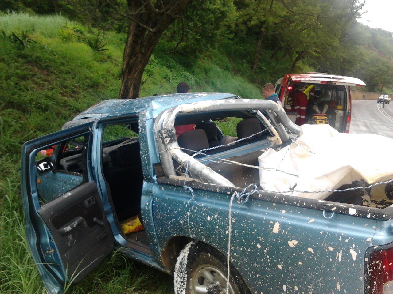 Taxi collided with the rear end of a heavy goods truck at Van Reenen's Pass