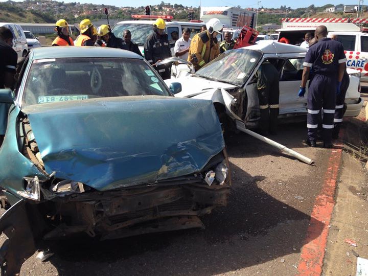 Jaws of life used to free man from wreckage on Queen Nandi Drive