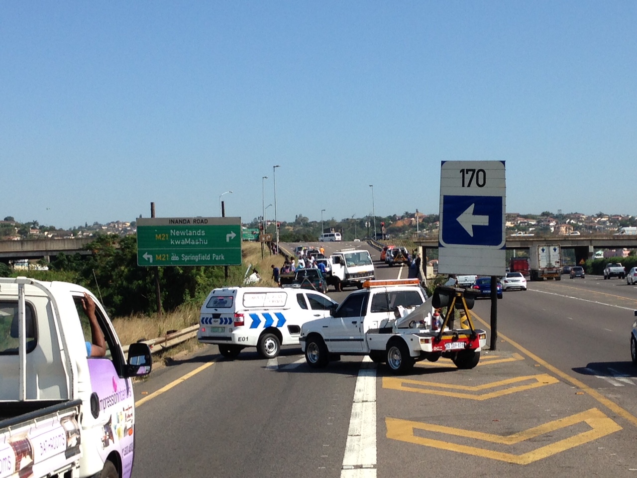 Road closed after vehicle flips on the M21 off ramp of the N2 south bound