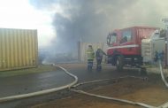 Paramedics on standby at a blazing fire on Reservoir Street in Boksburg