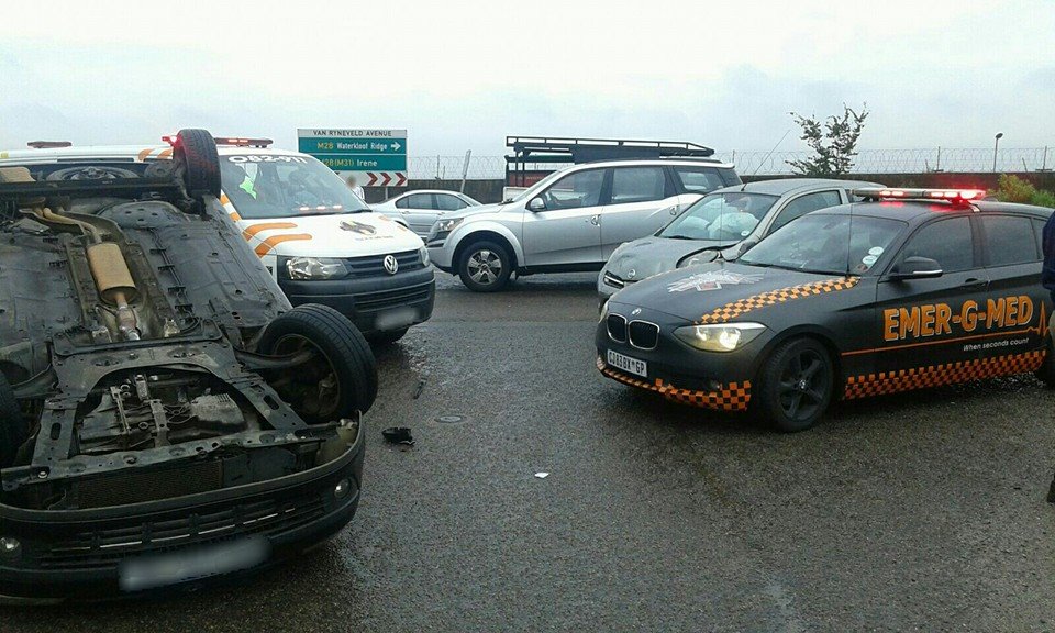 Two injured in collision on wet road in Centurion