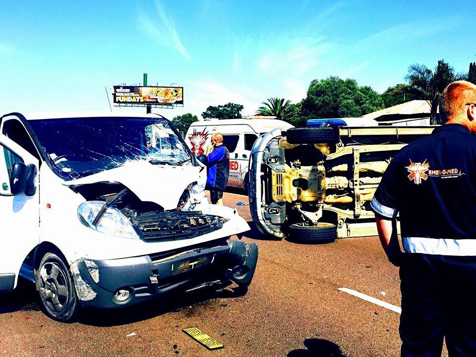 Fortunate escape from injury in vehicle rollover in Centurion