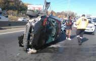 One injured in rollover on the M1 North just before Grayston Drive in Wynberg