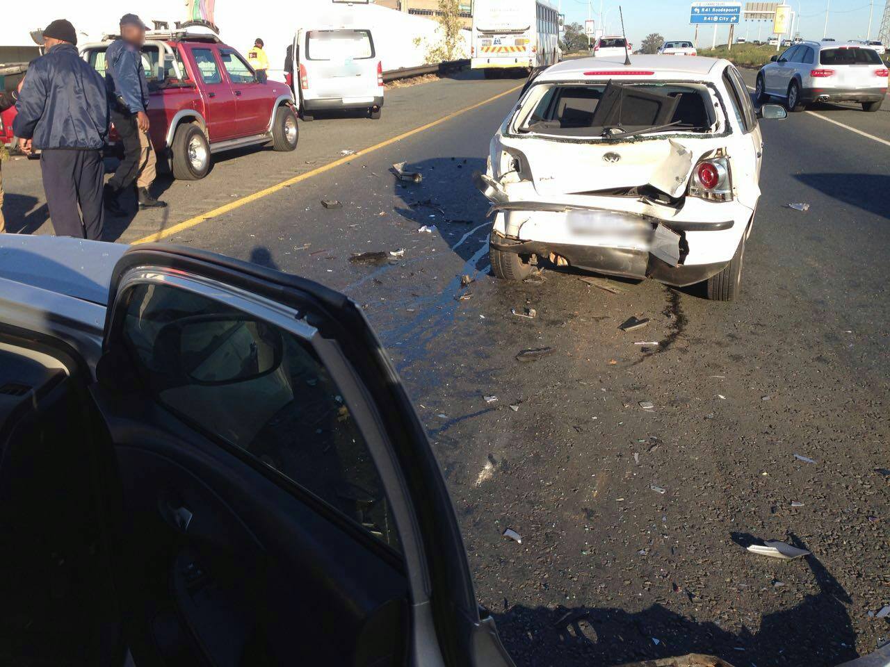 Three car pile-up after the Crowne Interchange in the South of JHB