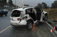 Car crashes after allegedly aquaplaning through a puddle of water