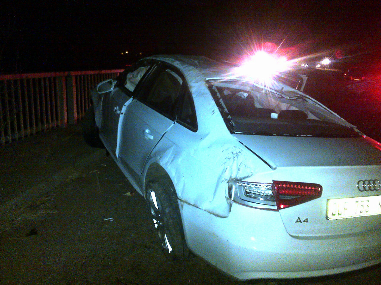 Vehicle crashes into bridge barrier on the N12 in Modderdam , Potchefstroom