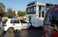 Bus and car collide injuring three in Libanon in Westonaria.