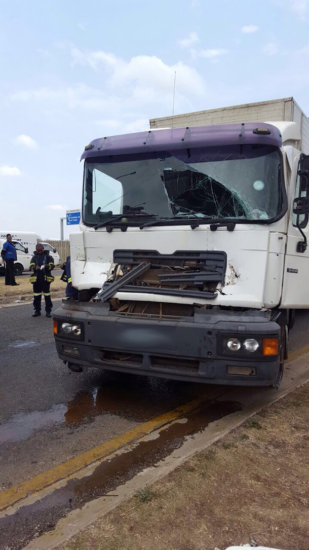 Truck driver extricated from vehicle after crash, Kempton Park