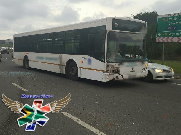 Six people injured after a bus collided with two vehicles in Cato Manor yesterday evening