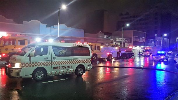 Business premises destroyed by a fire in Durban Central