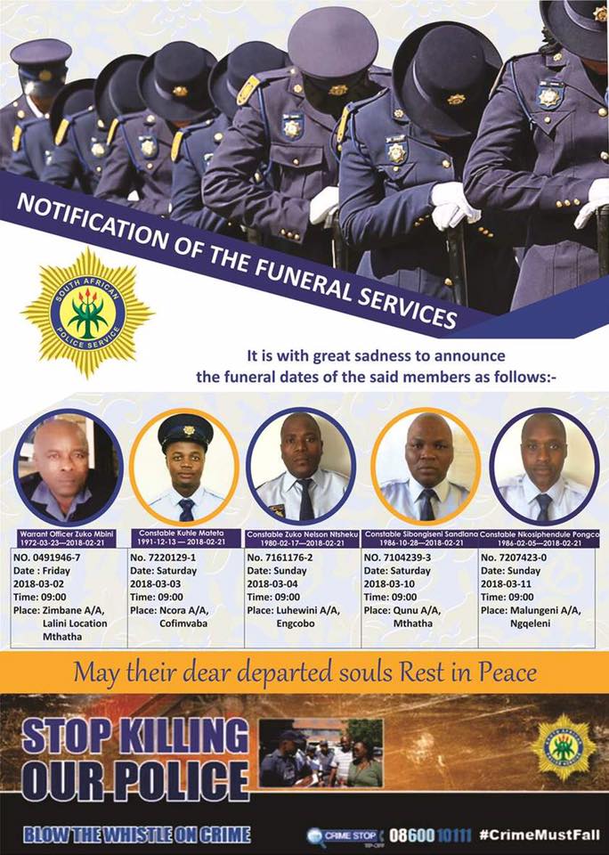 SAPS gives #FinalSalute to Engcobo police station attack heroes.