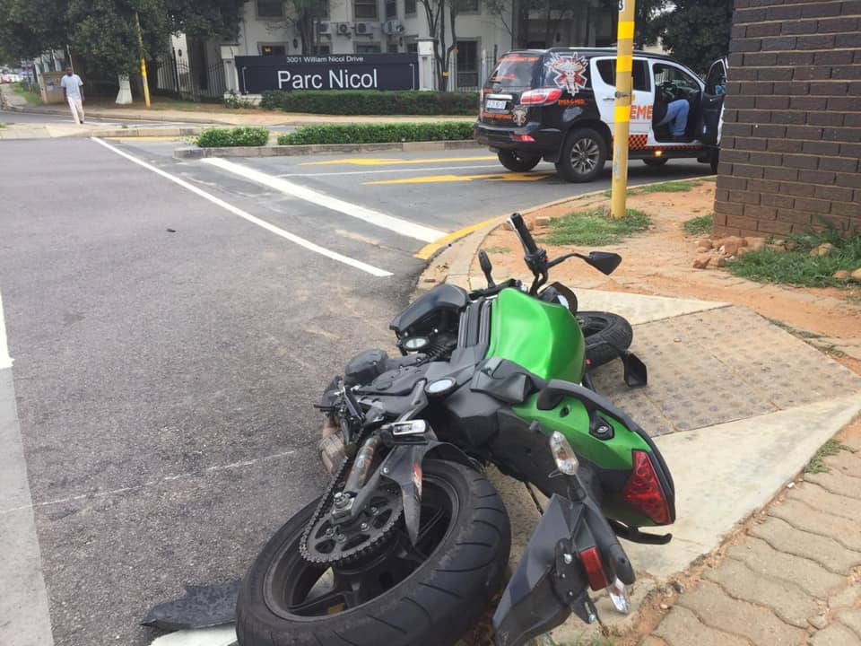 Biker injured in crash in Bryanston