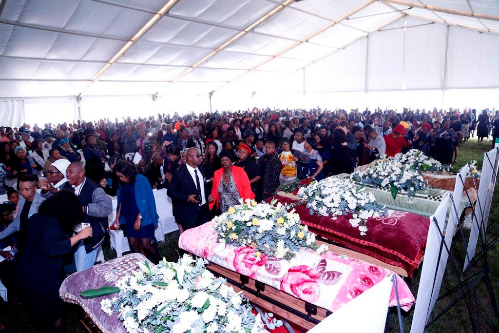 Mass funeral service held for the seven (7) N2 Tugela Bridge Road crash victims.