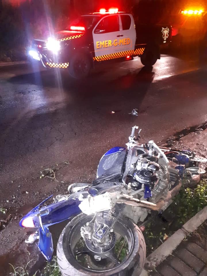 Fortunate escape from serious injury for biker in a crash in Nelspruit