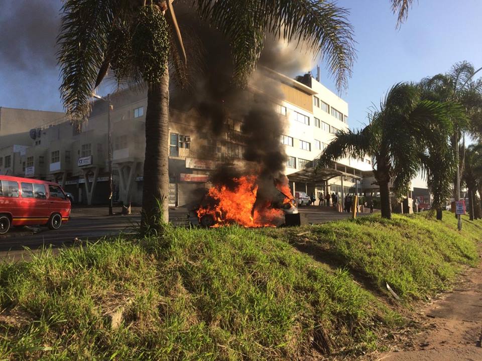 Vehicle on fire near Isipingo Hospital in Isipingo CBD