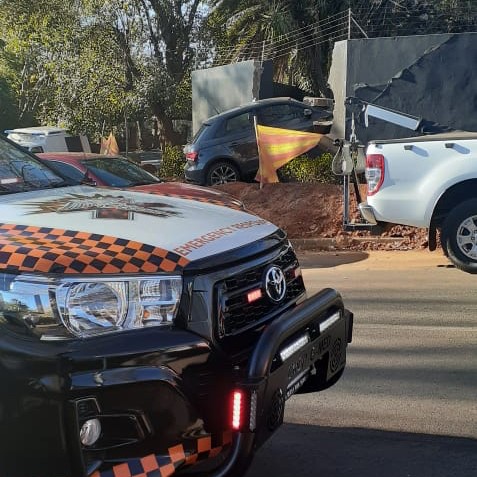 Vehicle drove into a wall in Greenside