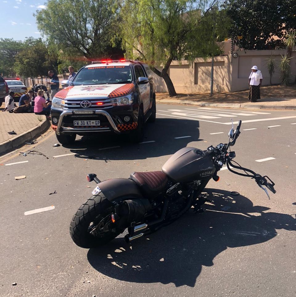 Two injured in a motorcycle collision in Fourways