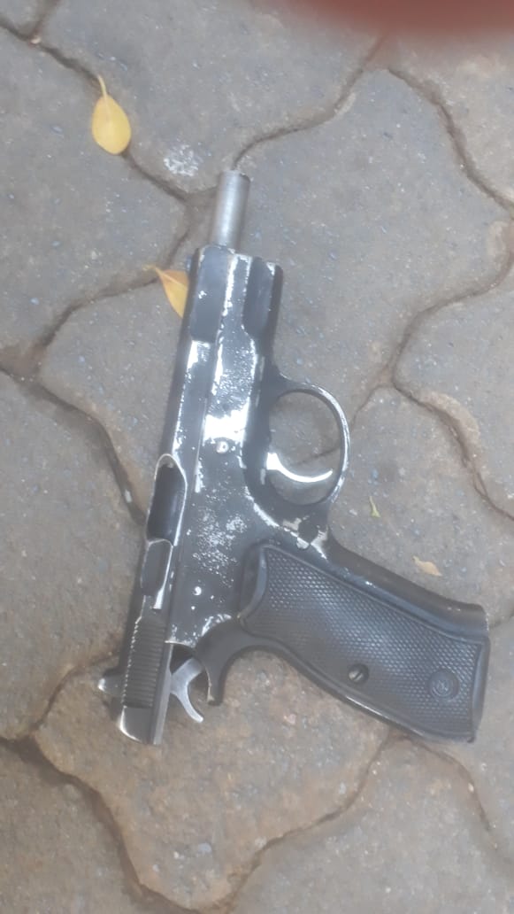Police and security guards arrest two suspects and recover an unlicensed firearm following an attempted business robbery at Cresta Mall