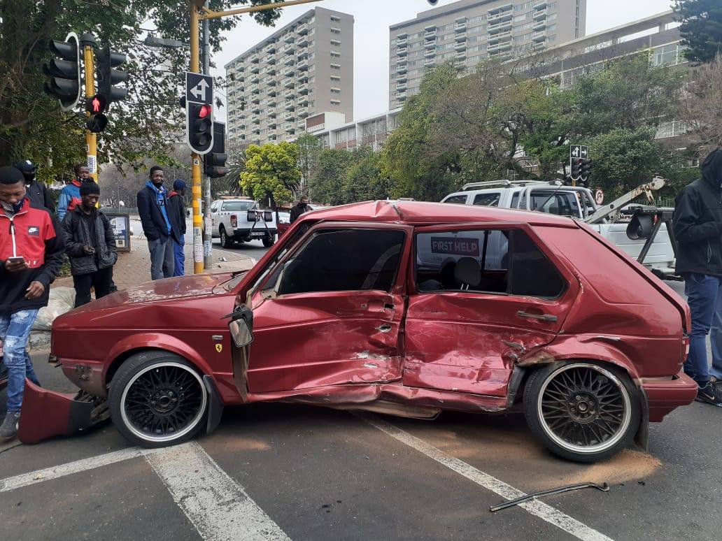Two-vehicle collision in Parktown
