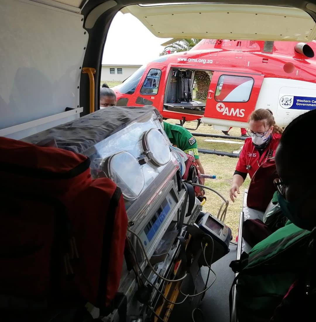 One day old neo-nate patient transferred from Bredasdorp to Worcester