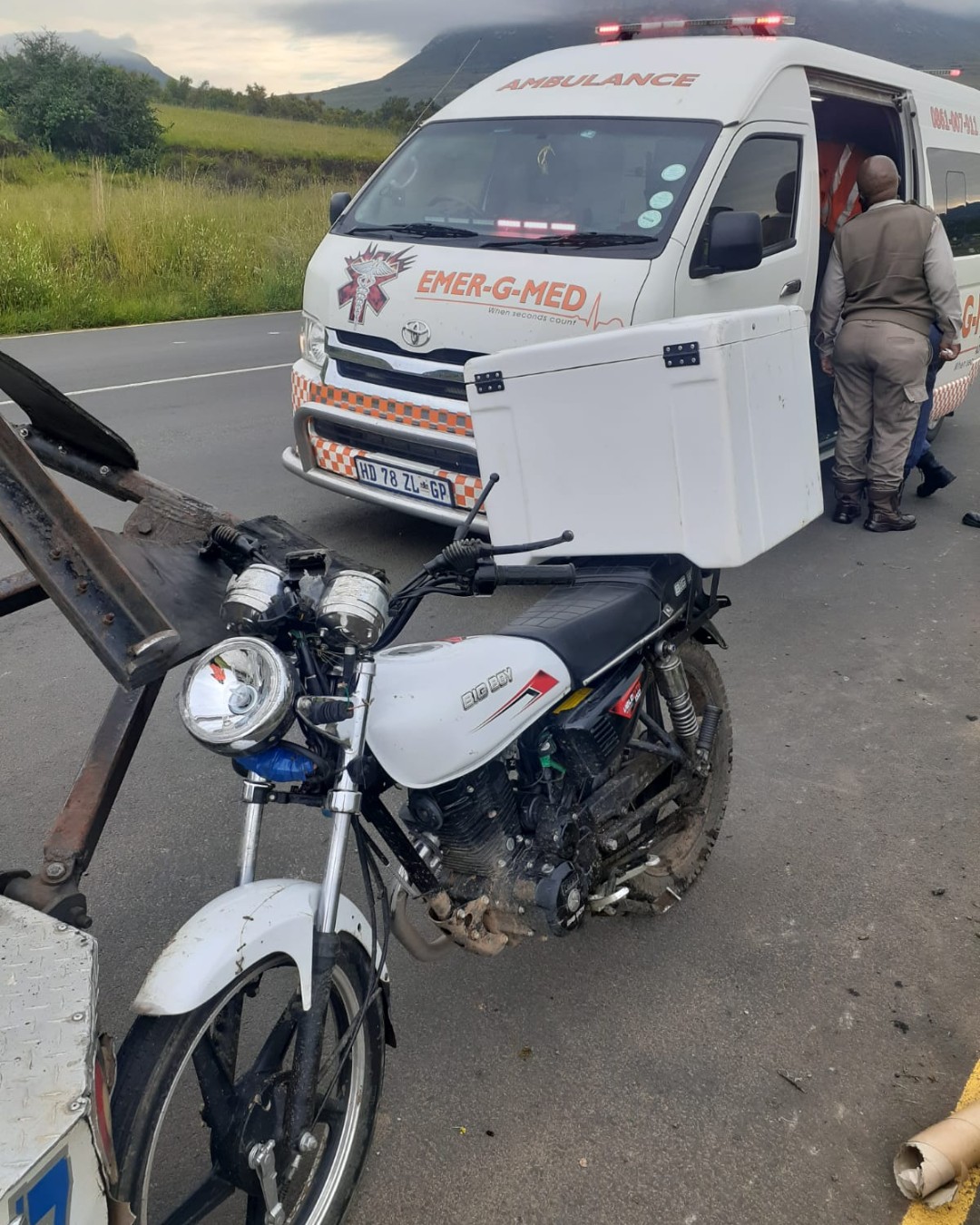 Two injured in a collision involving a motorcycle and bicycle in Harrismith
