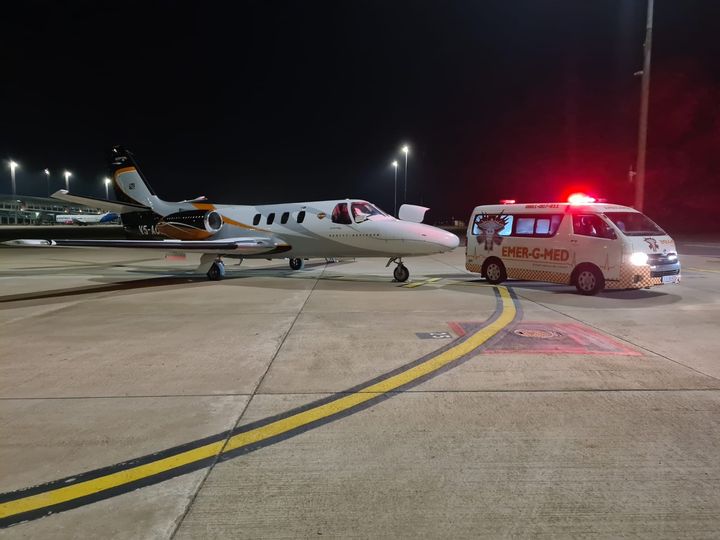 Air evacuation for two patients from from West Africa to King Shaka International Airport.