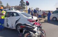 Two injured in a motorcycle and vehicle collision in Boksburg