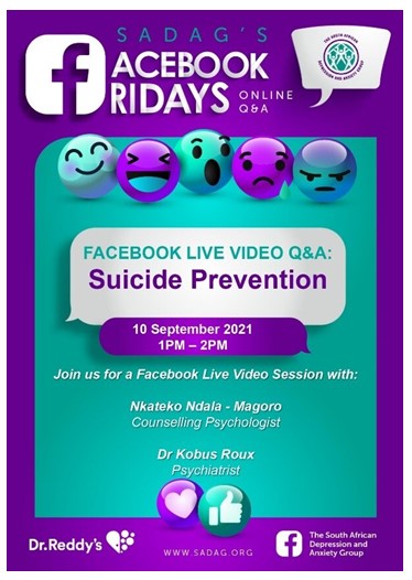 Facebook LIVE Video focuses on Suicide Prevention on Friday 10 September from 1pm - 2pm