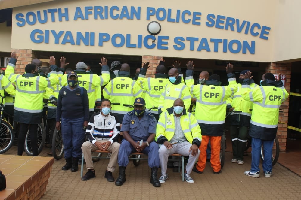 SAPS Giyani hand reflector jackets to Community Policing Forum members