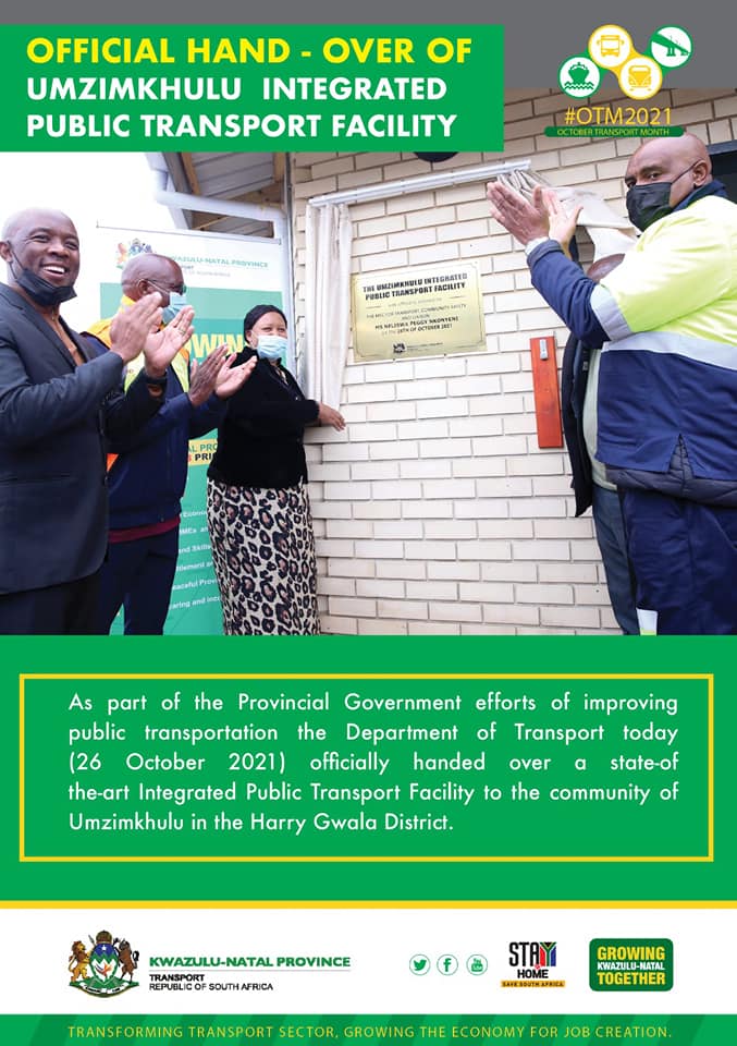 MEC Nkonyeni hands over 109-million rand state-of-the-art integrated public transport facility in Umzimkhulu.