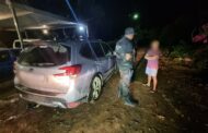 Vehicle shot as couple return home from a funeral in Oakford