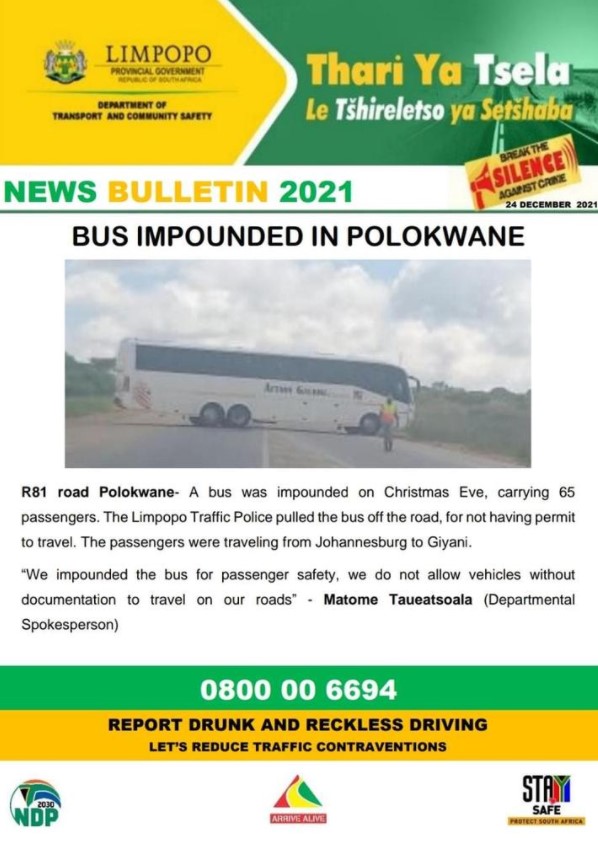 Bus impounded in Polokwane