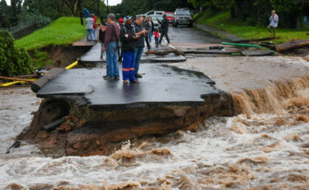 Driving on roads damaged by the storms