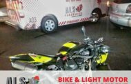 Collision between a motorcycle and vehicle on the Bluff