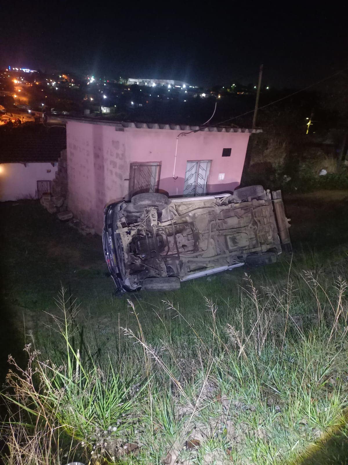 Bakkie crashes down embankment in Waterloo