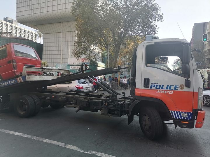 Taxi impounded for number plate investigation at Von Weilligh and Jeppe streets in JHB