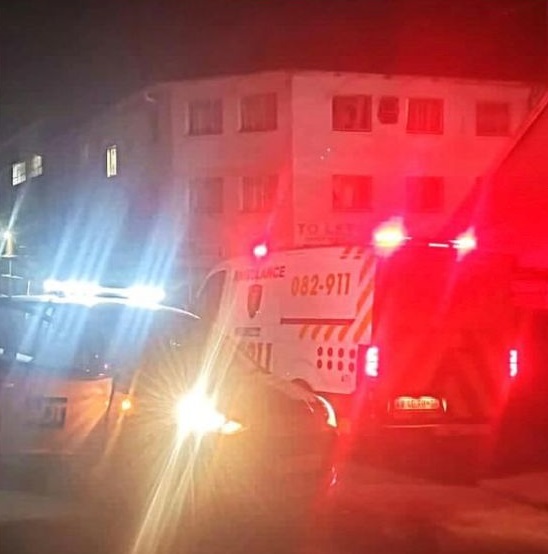 Security officers assist lady in distress