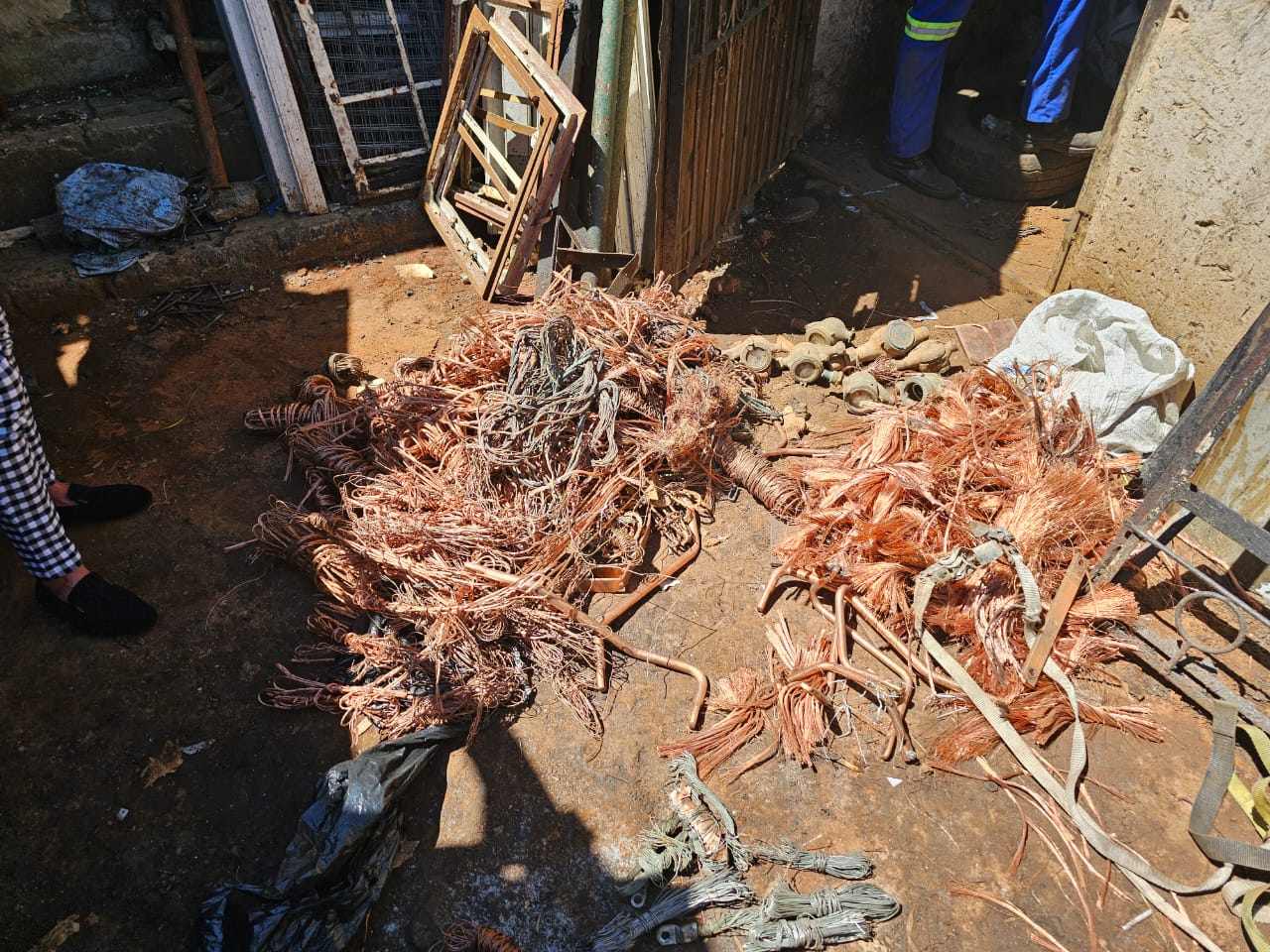 Police recovered copper cables worth R15 0000 at a local scrapyard at Betrams in Jeppe