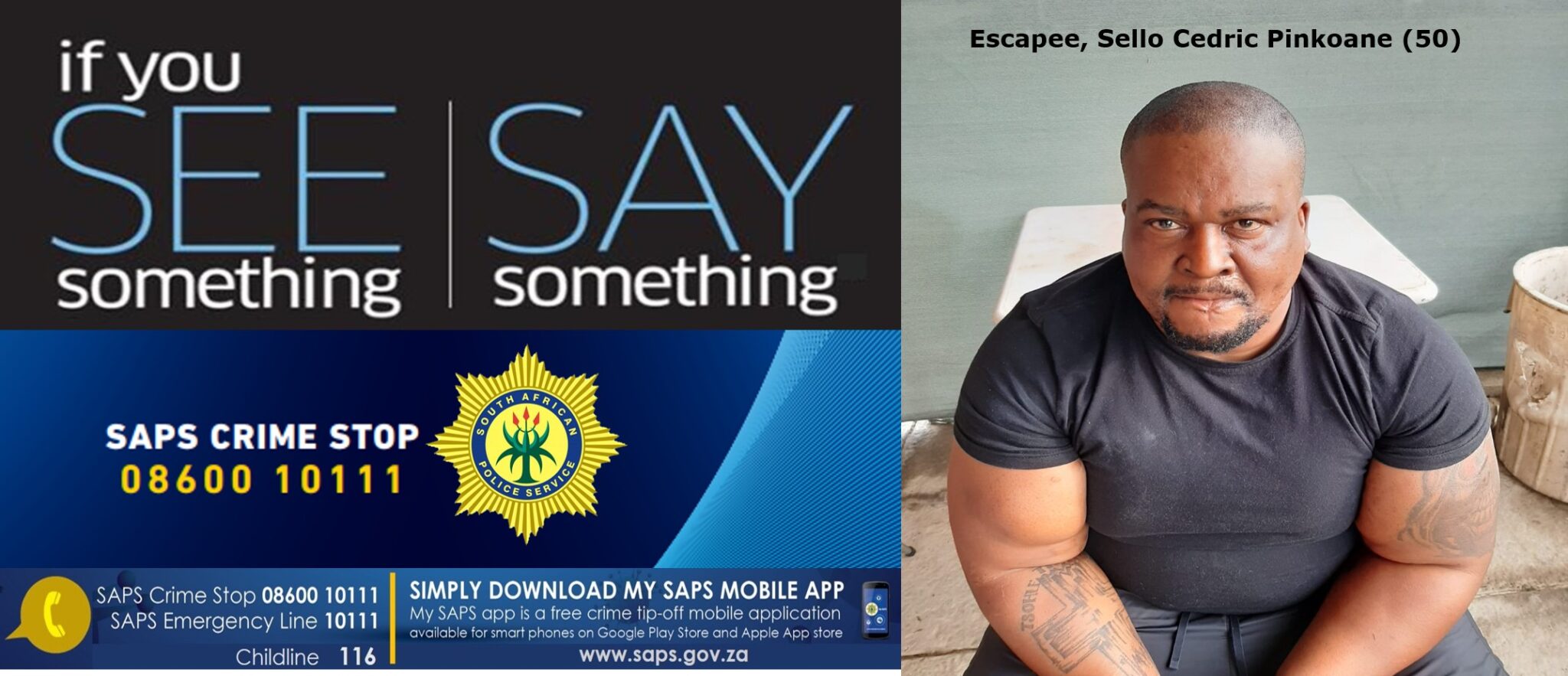 The Serious and Violent Crimes Unit in the Free State is looking for a man who escaped from lawful custody