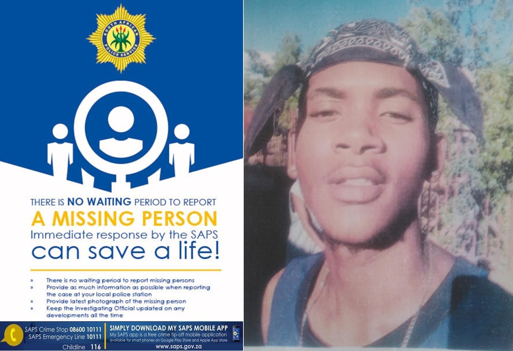 A Missing person file was registered after Prince Chambisse went missing