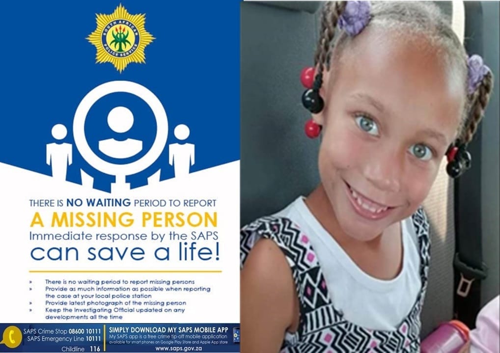 Search for a missing child from Middelpos, Saldanha