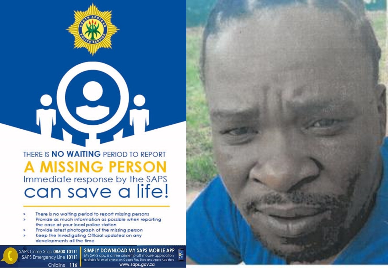 SAPS Dawn Park in Gauteng seek public assistance in locating missing Sabelo Jeffrey Zwane