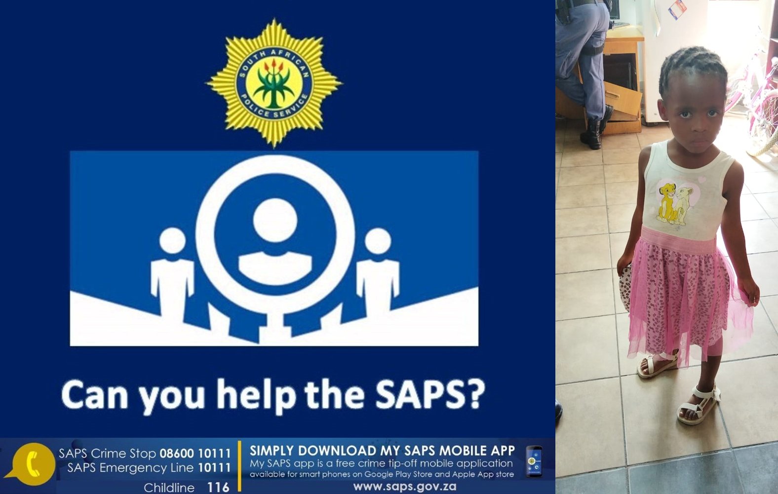 Help locate parents of four-year-old Pulane, found lost in Mangaung