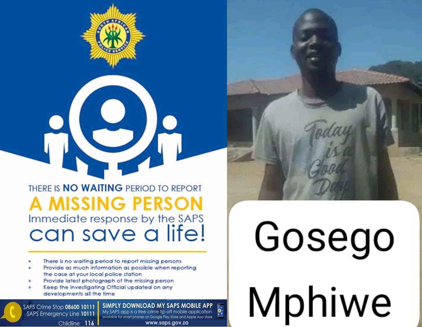 Search for a missing person from Lefisoane