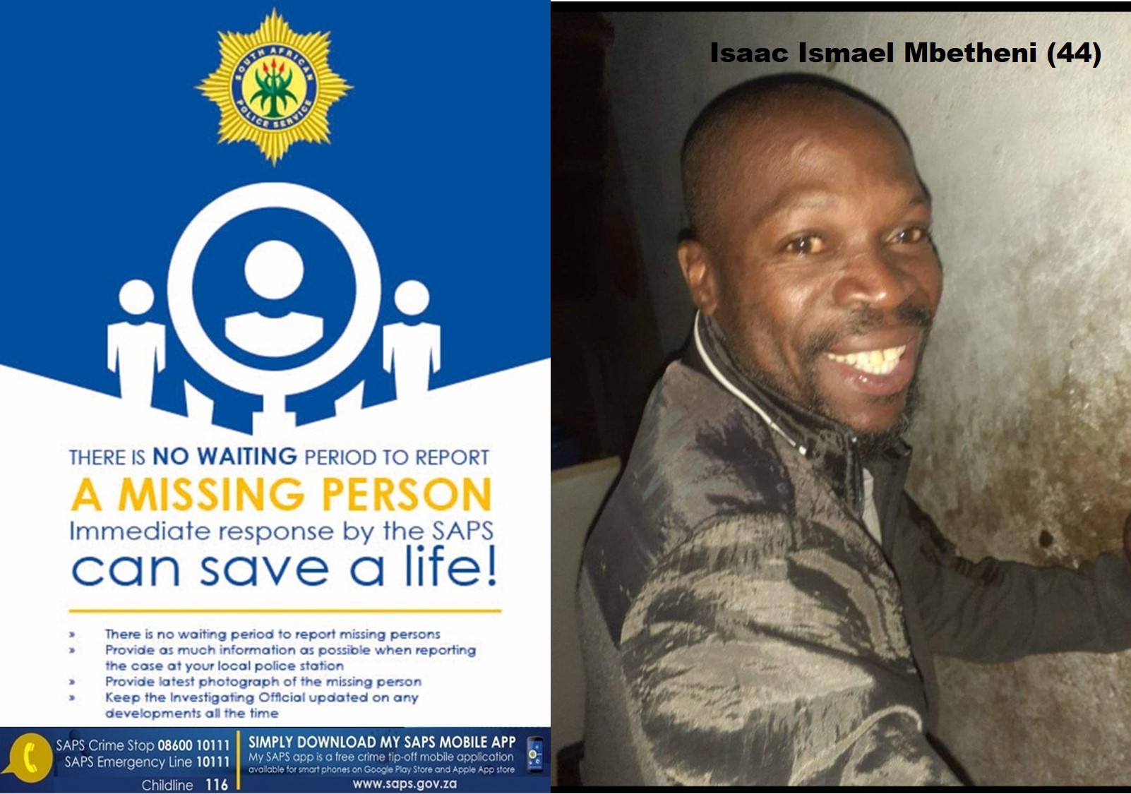 Missing person sought by Namakgale Police