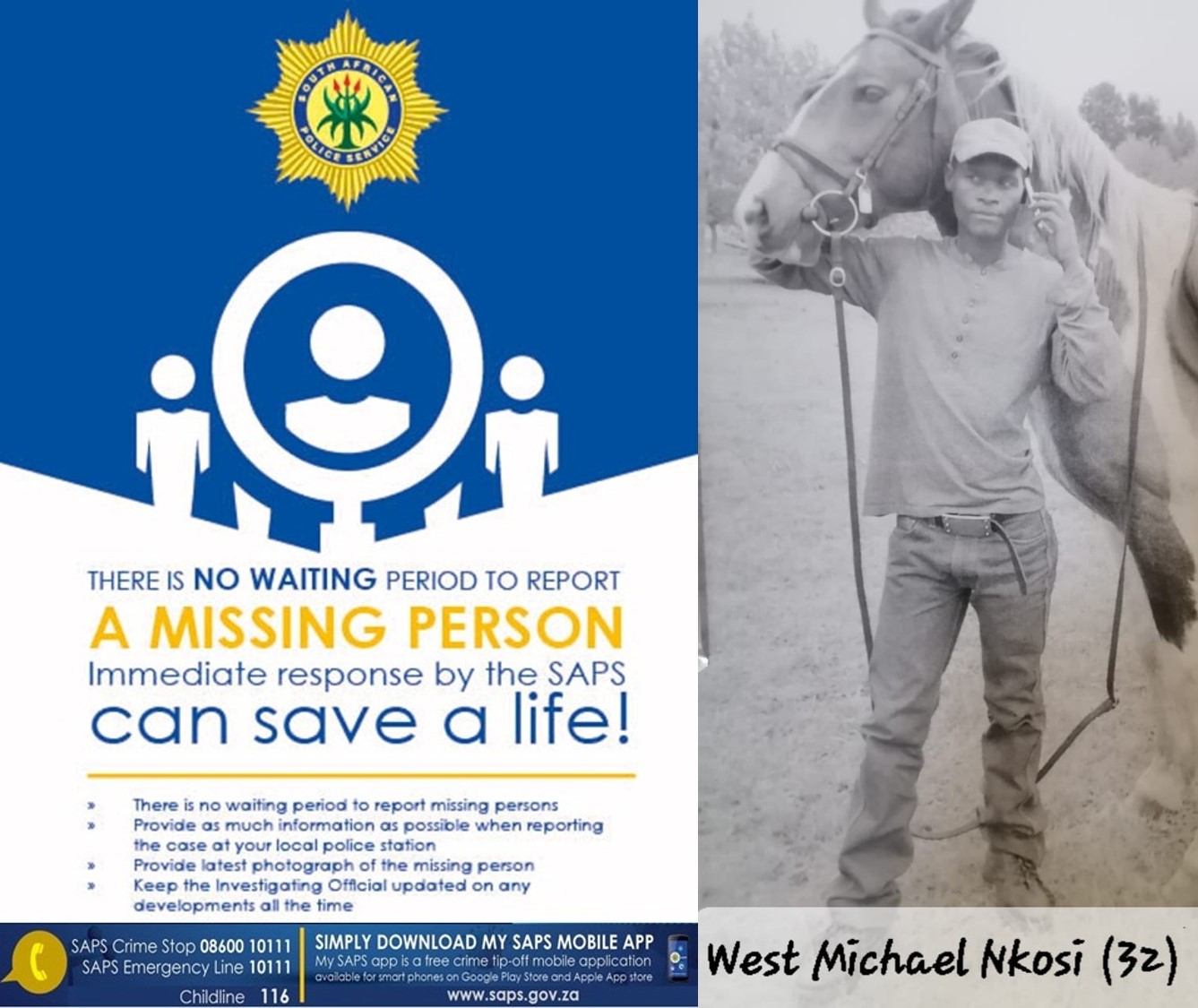 Police in Waterval Boven are requesting the public to help them reunite a missing man with his family in Hlalakahle