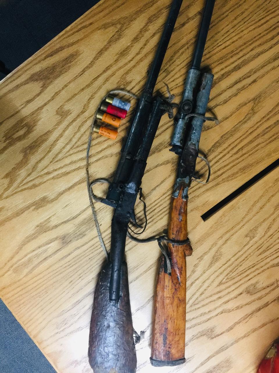 Perpetrators in custody, unlicensed firearms confiscated